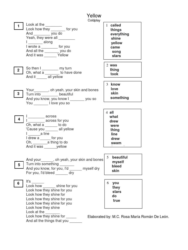 Yellow Lyric | PDF