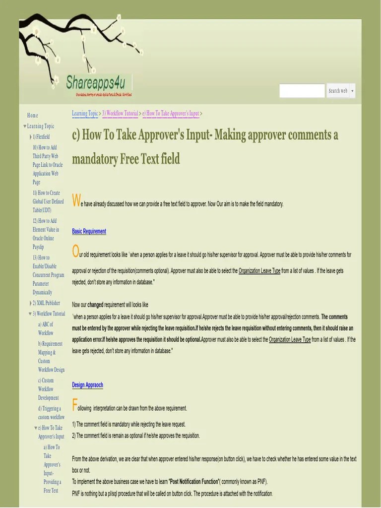 7-How To Take Approver's Input - Making Approver Comments A Mandatory Free Text Field ...