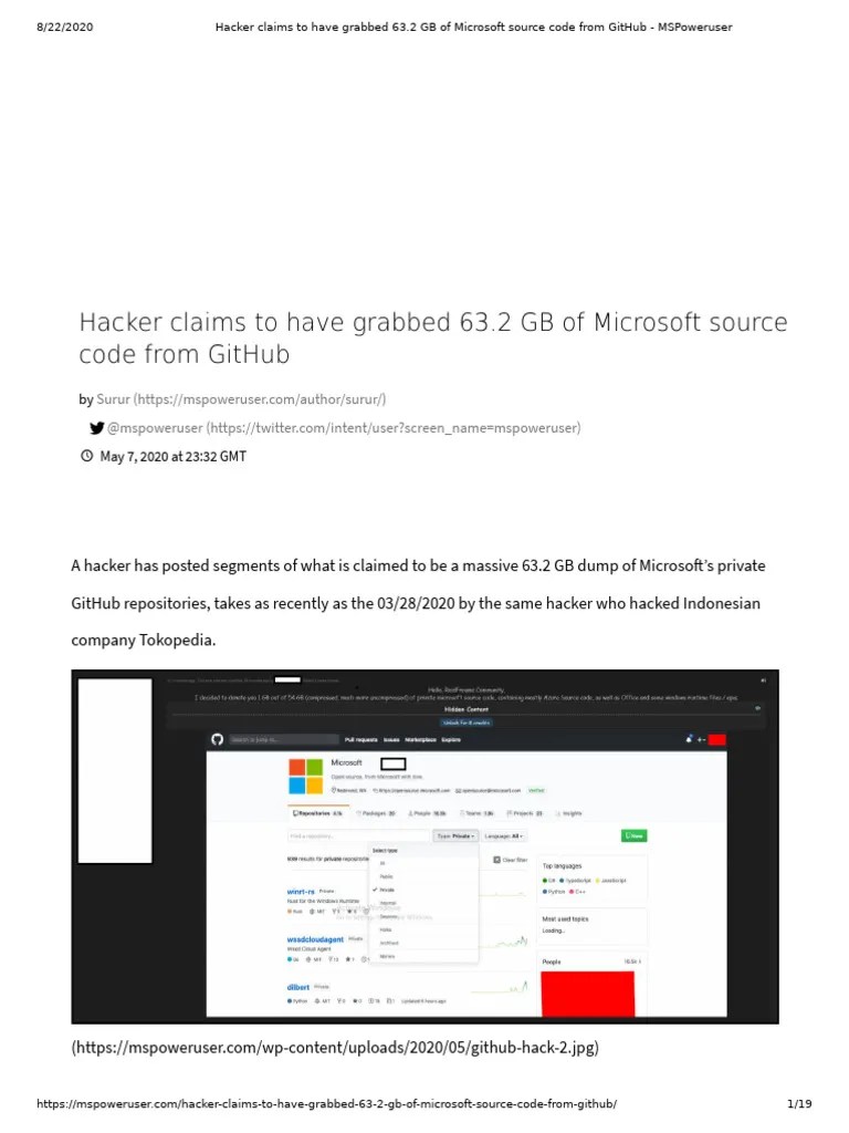 Hacker Claims To Have Grabbed 63.2 GB Of Microsoft Source Code From ...