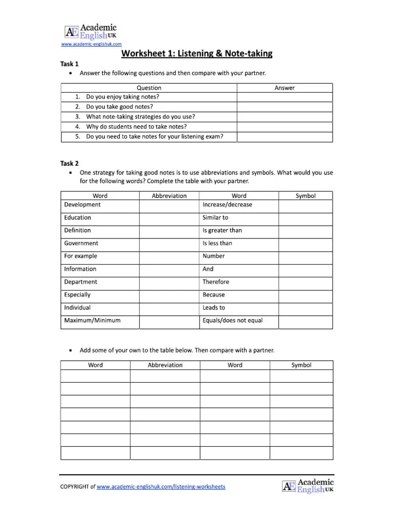 Listening And Note Taking 1 | PDF