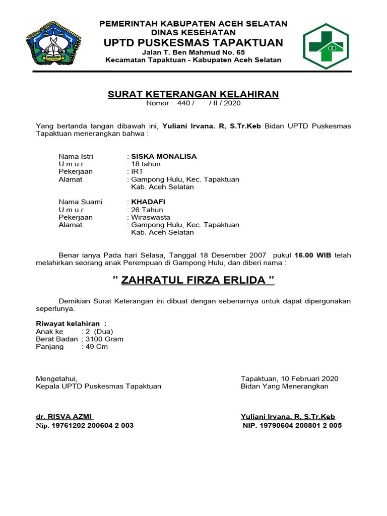 Surat Keterangan Kelahiran | PDF