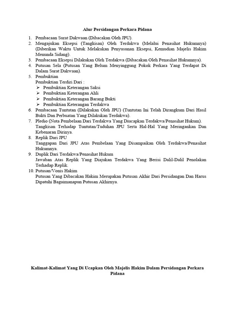 Alur Persidangan Perkara Pidana | PDF