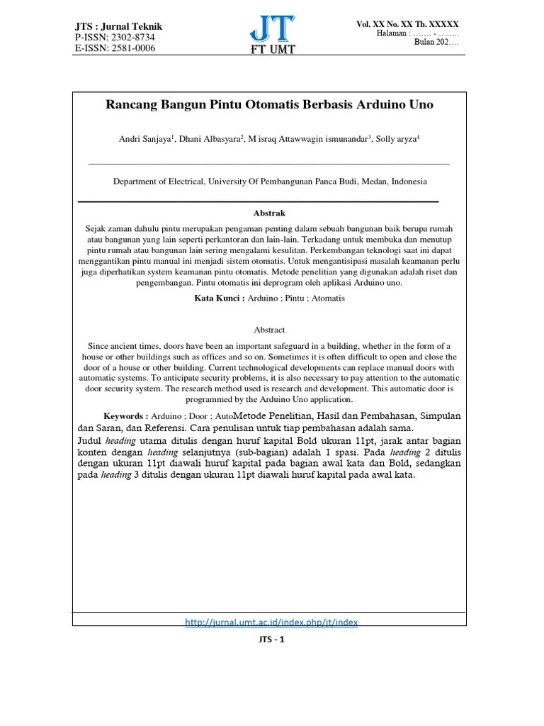 Pintu Otomatis Arduino Uno | PDF