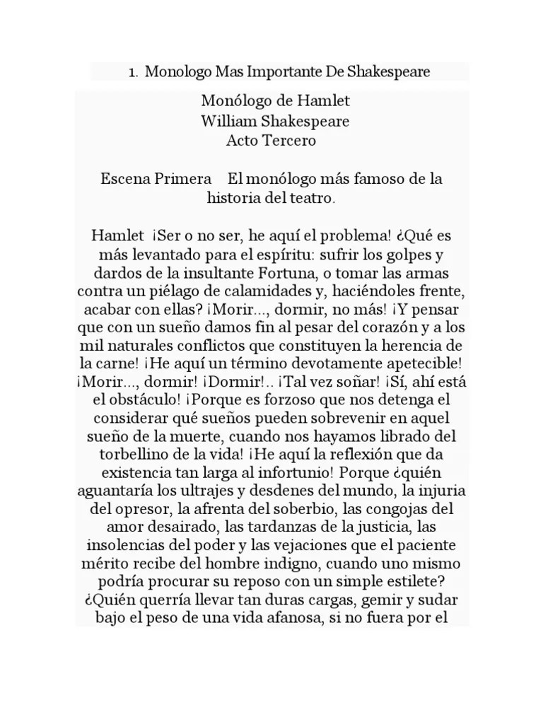Monologo mas import ante de shakespeare