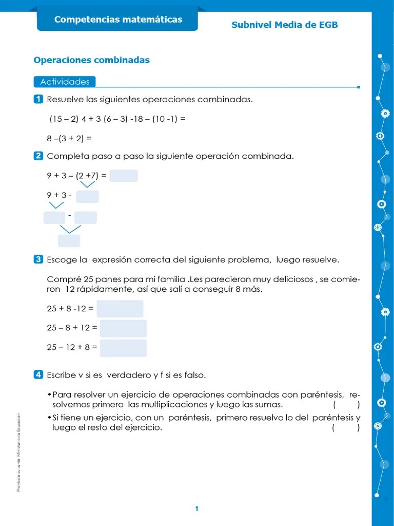 Operaciones Combinadas | PDF | Matemáticas