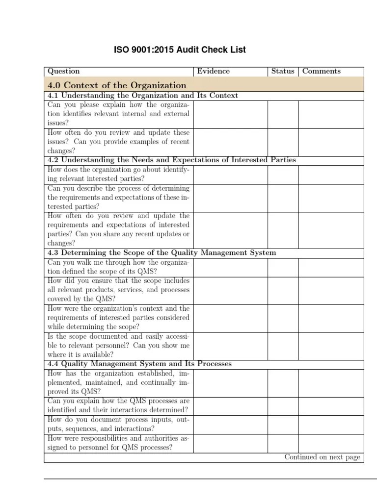 Internal Quality Management System Audit Checklist Iso9001 2015 Pdf - Artistic Nature Background - 8K
