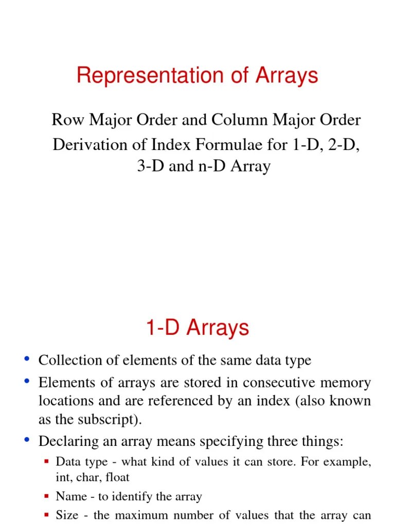 5.representation Of Arrays In Memory Unit-1 | PDF | Software ...