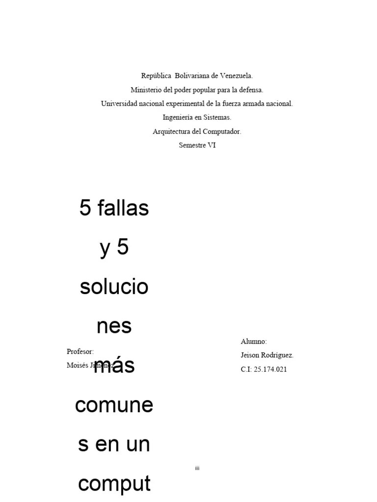 Fallas De Un Computador Y Sus Soluciones | PDF | Hardware De La Computadora | Software
