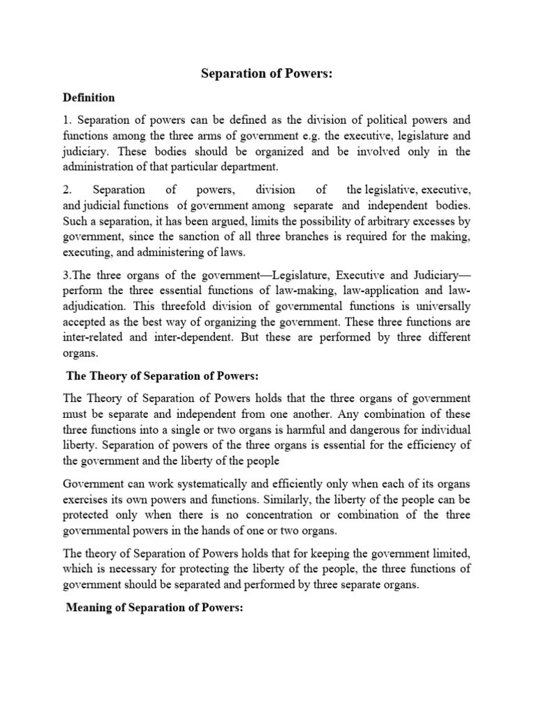 Separation Of Powers | PDF | Separation Of Powers | Constitution