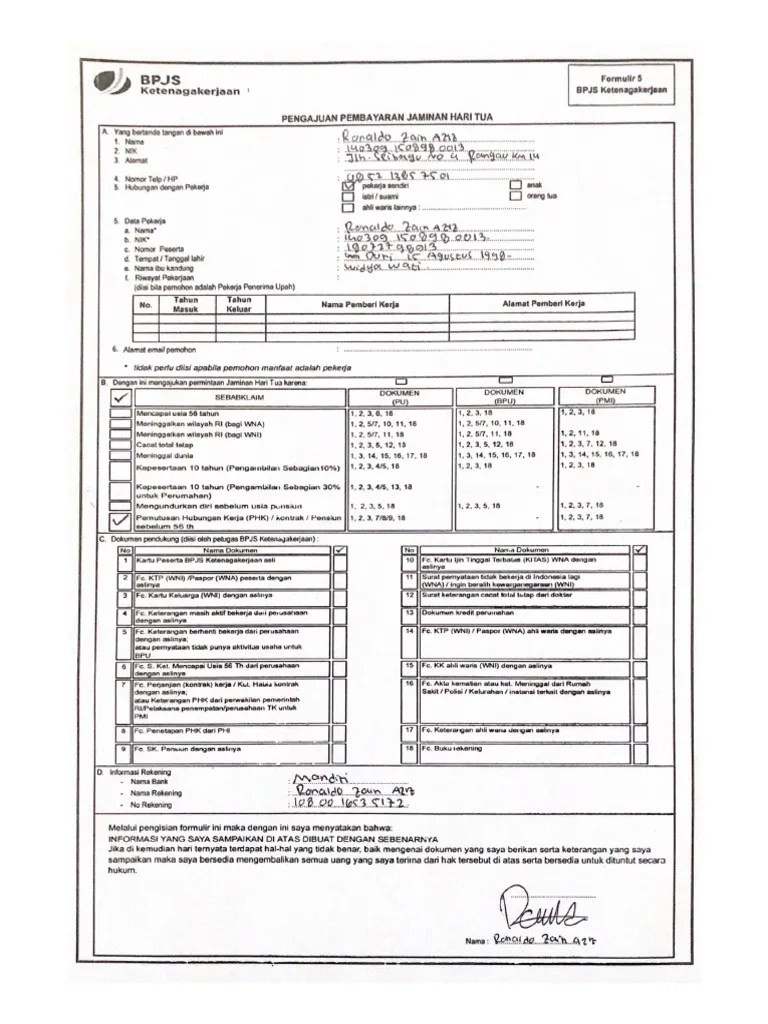Pengajuan Pembayaran Jaminan Hari Tua 2 | PDF