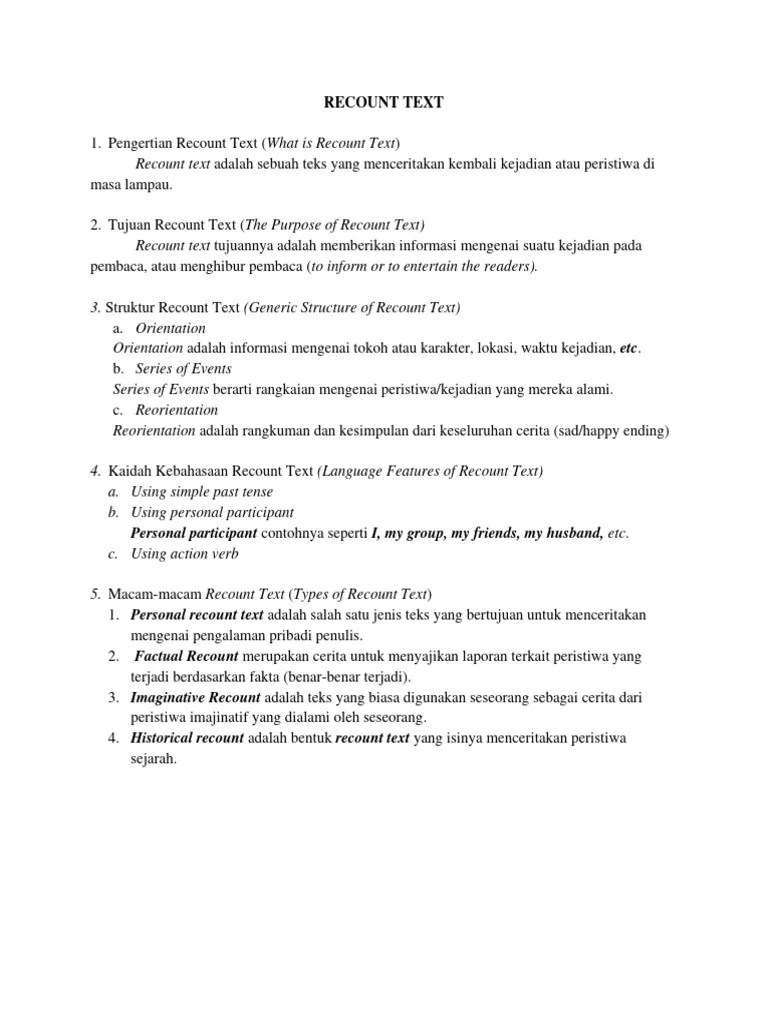 Recount Text | PDF | Language Arts & Discipline | Foreign Language Studies