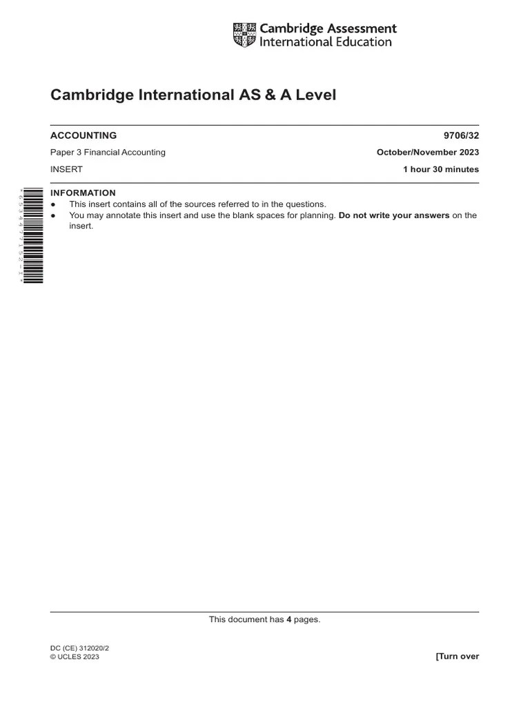 Cambridge International AS & A Level: ACCOUNTING 9706/32 | PDF ...