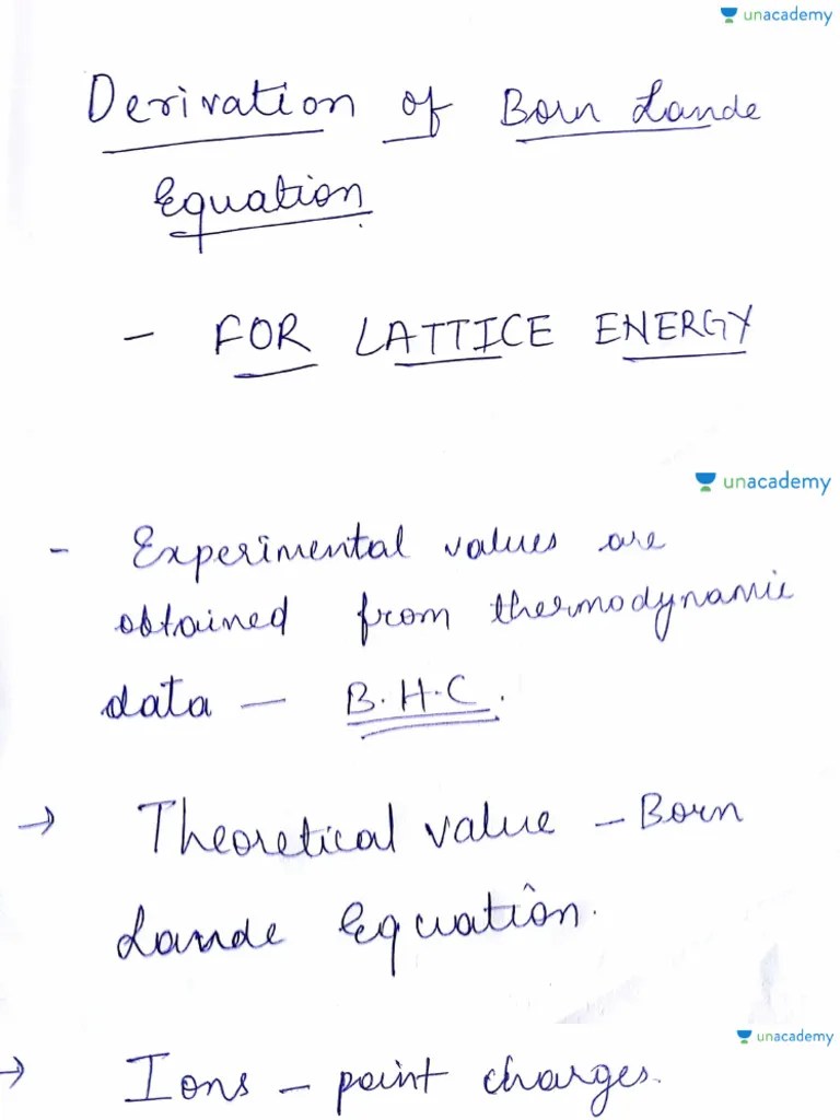 Born Lande Derivation | PDF