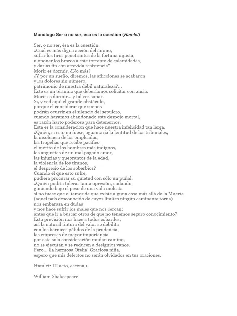 Monólogo Ser O No Ser | PDF