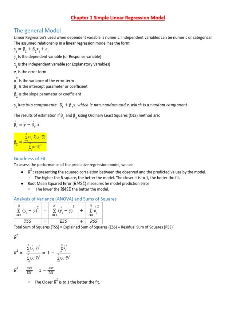 Chapter 1 Simple Linear Regression Model | PDF | Errors And Residuals ...