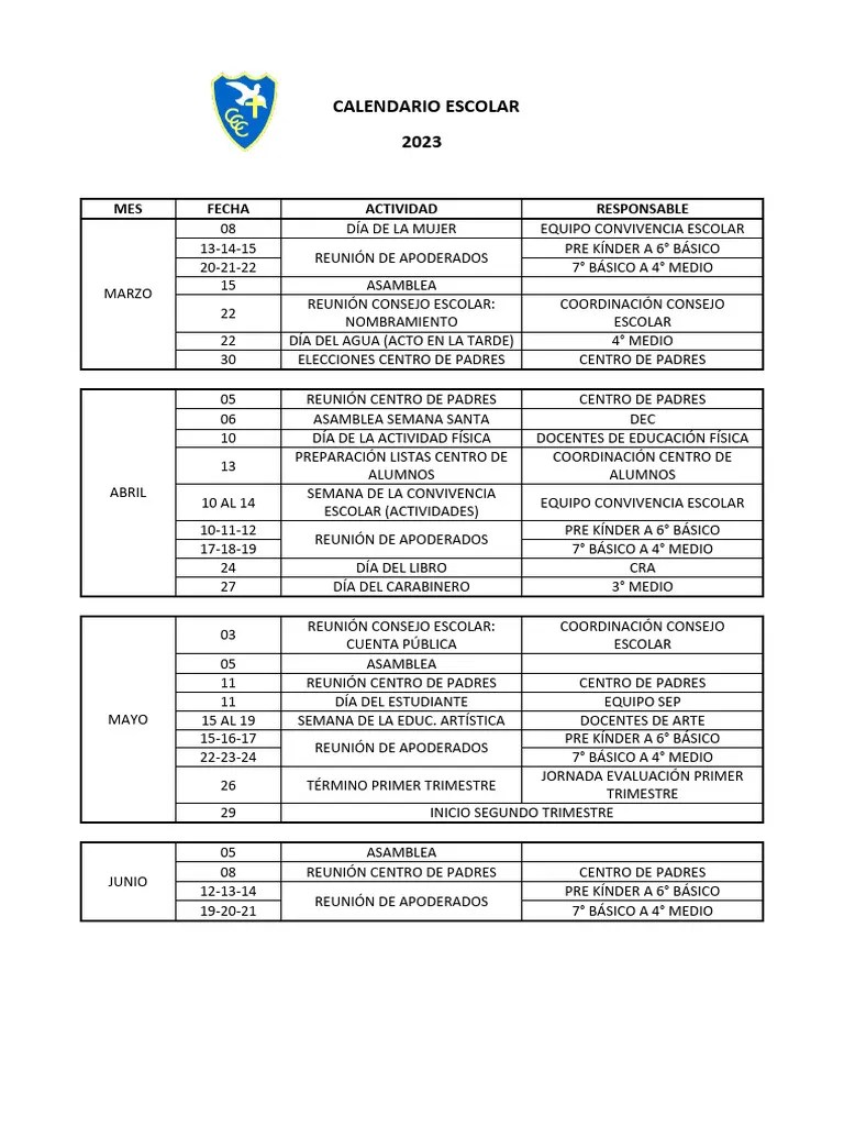 Calendario Escolar 2023 | PDF | Educación De La Primera Infancia