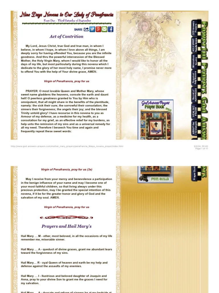 Our Lady Of Penafrancia 9 Days Prayer Novena | PDF | Mary, Mother Of ...