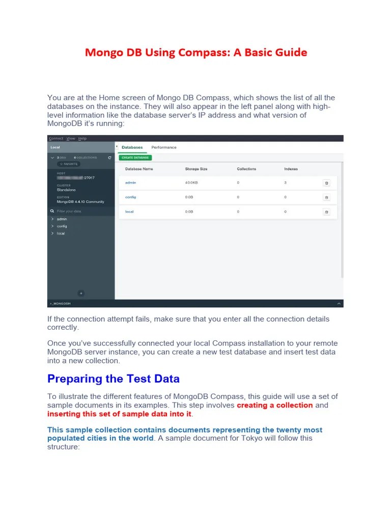 Mongo DB Using Compass | PDF