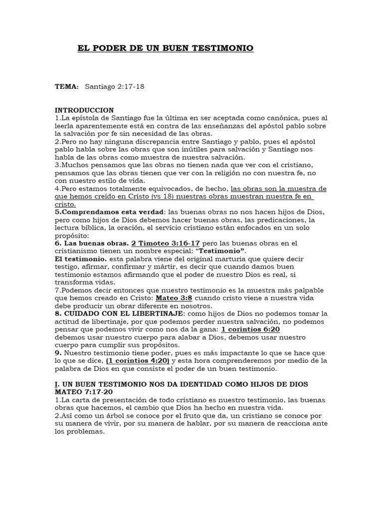 El Poder Del Buen Testimonio | PDF