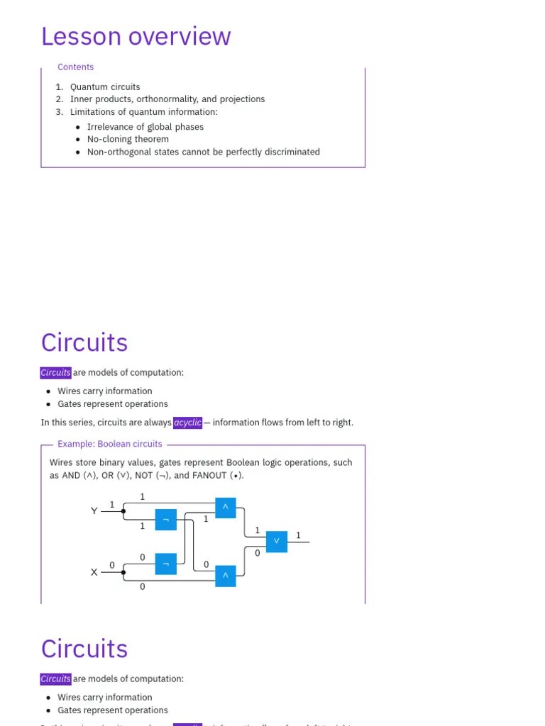 Lecture 2 - Quantum Circuits | PDF | Basis (Linear Algebra) | Algebra