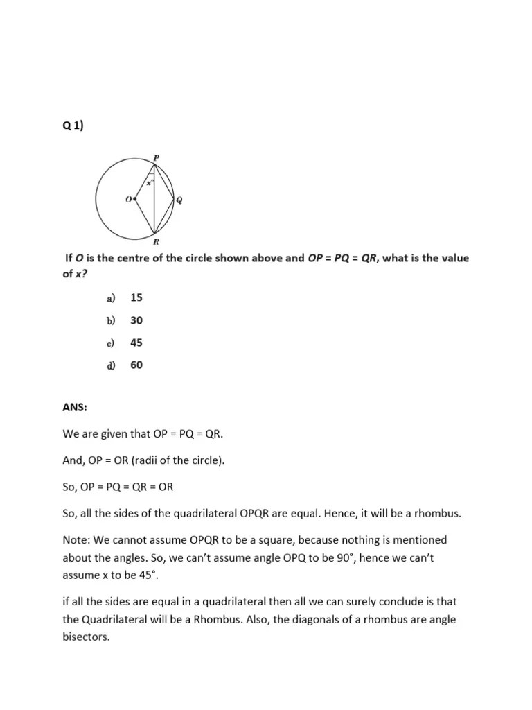 15 SAT Practice Questions-converted | PDF | Triangle | Quadratic Equation
