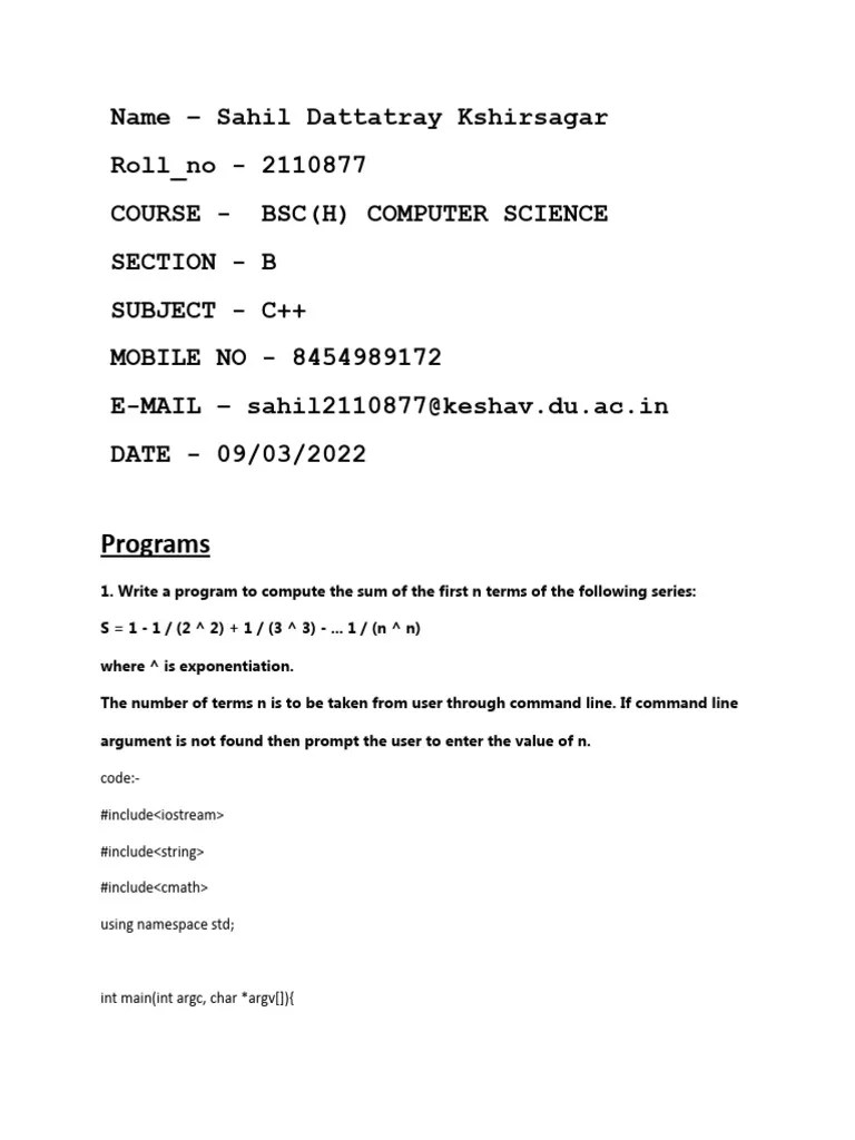 Assignment C++ | PDF | Namespace | Computer Programming