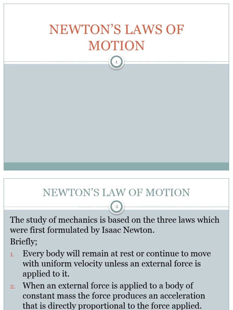 Lesson 8 - Newtons Laws Of Motion | PDF | Force | Acceleration