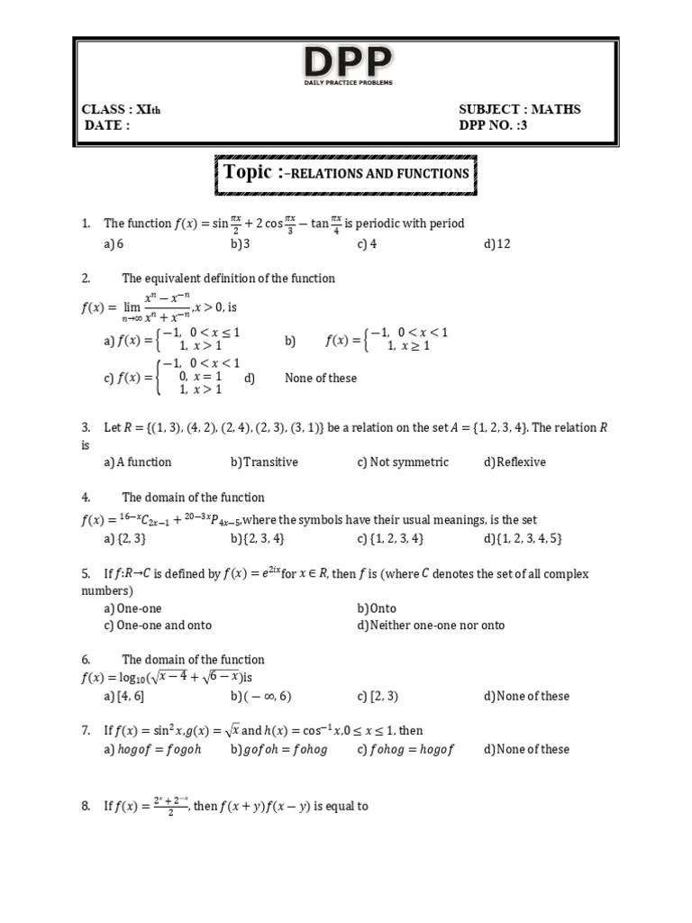 Relations And Functions Q-3 | PDF | Function (Mathematics) | Functions And Mappings
