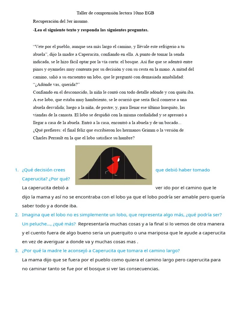 Taller De Comprension Lectora 10mo Egb-9701706298969 | PDF