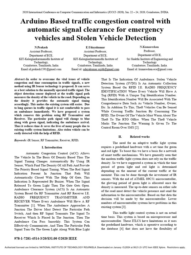 Arduino Based Traffic Congestion Control With Automatic Signal ...