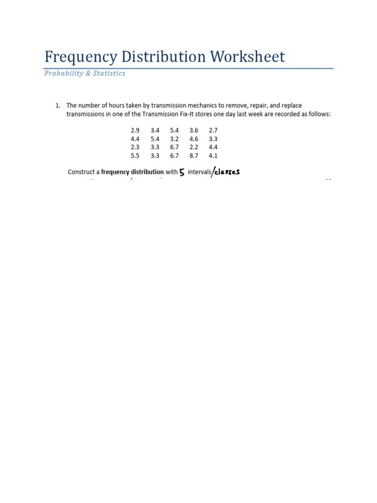 Frequencydistributionworksheet_15_revised | PDF | Statistics