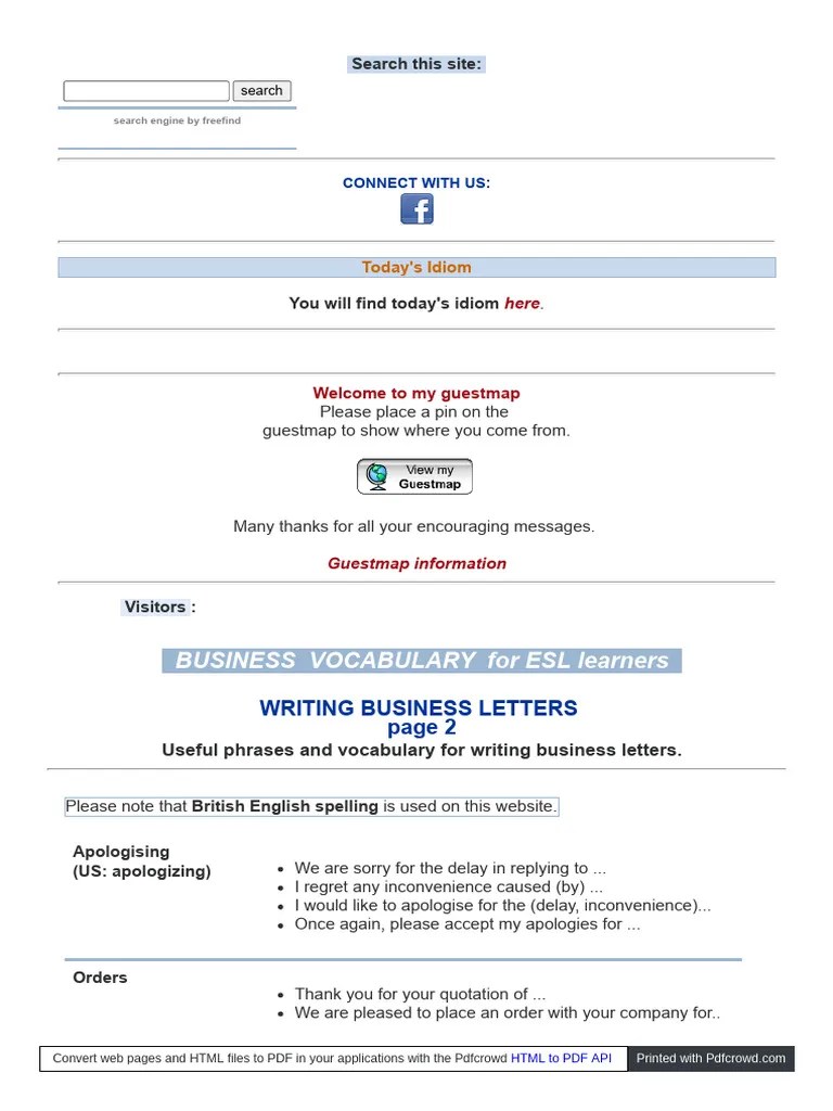 WWW Learn English Today Com Business English Business Letter | PDF ...