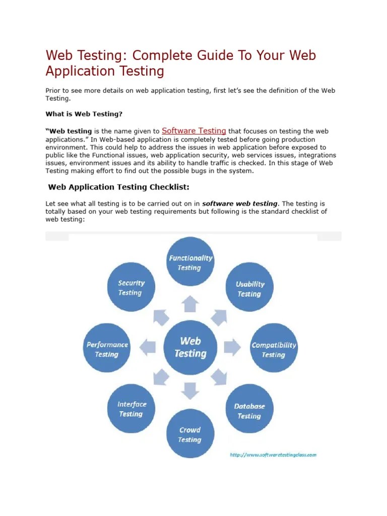 Complete Web Application Testing Checklist | PDF | Software Testing ...