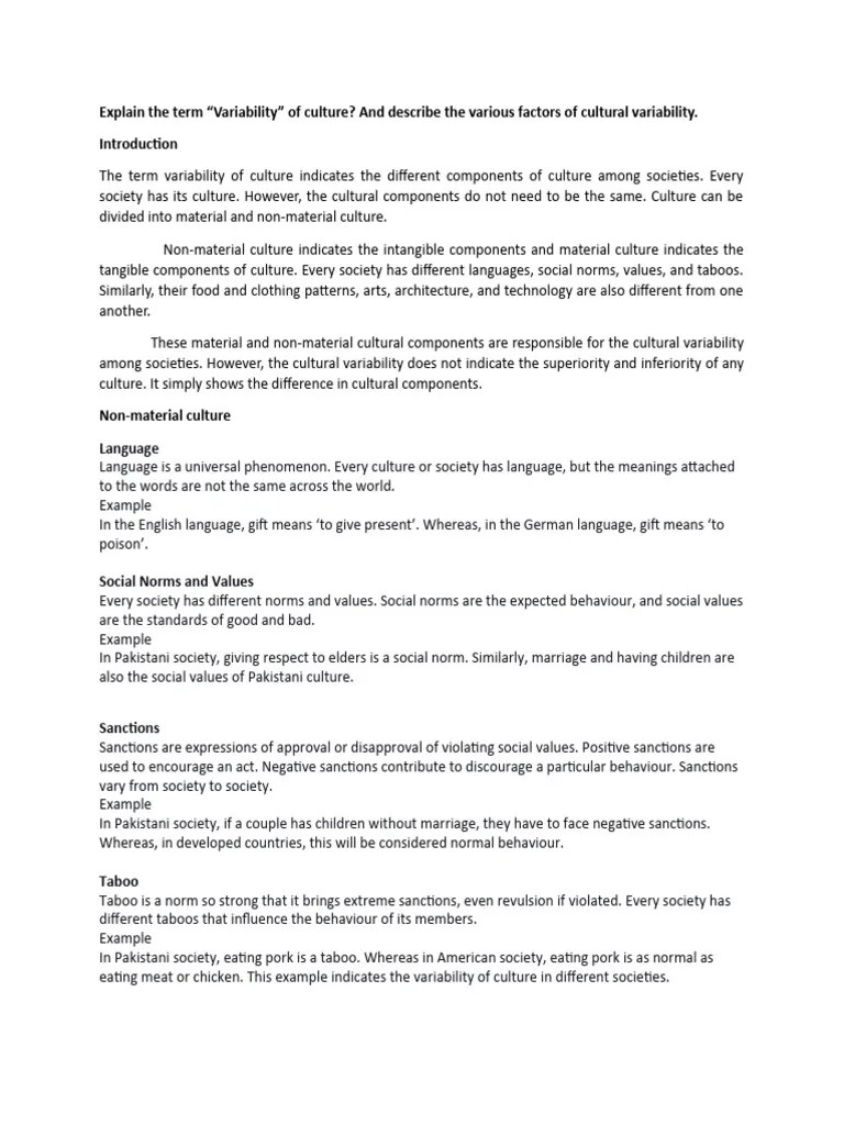 Explain The Term Cultural Variability | PDF | Society | Human Communication