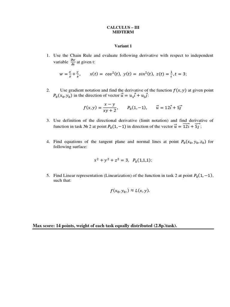 Calculus-III (Midterm) | PDF | Derivative | Gradient