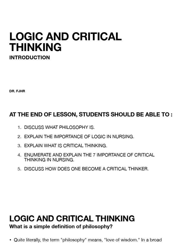 Lesson 1 Logic And Critical Thinking | PDF | Critical Thinking | Theory