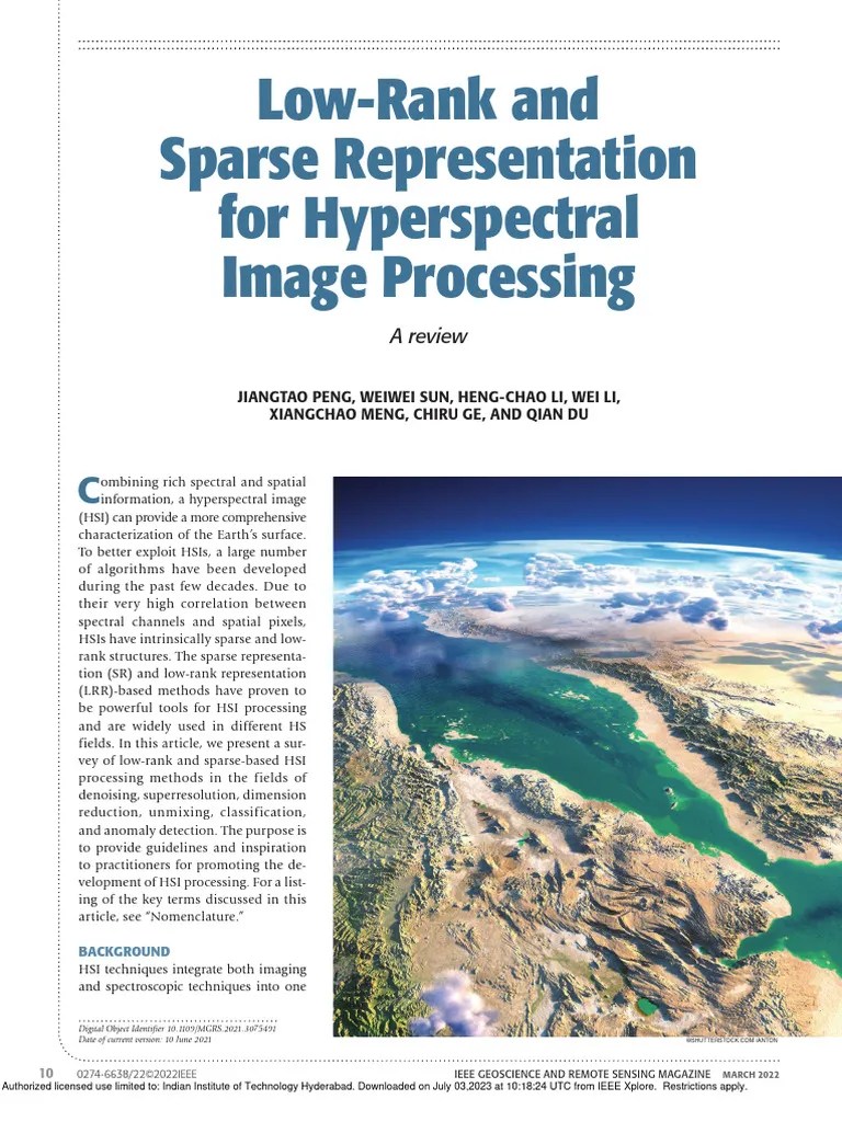 Low-Rank And Sparse Representation For Hyperspectral Image Processing A ...