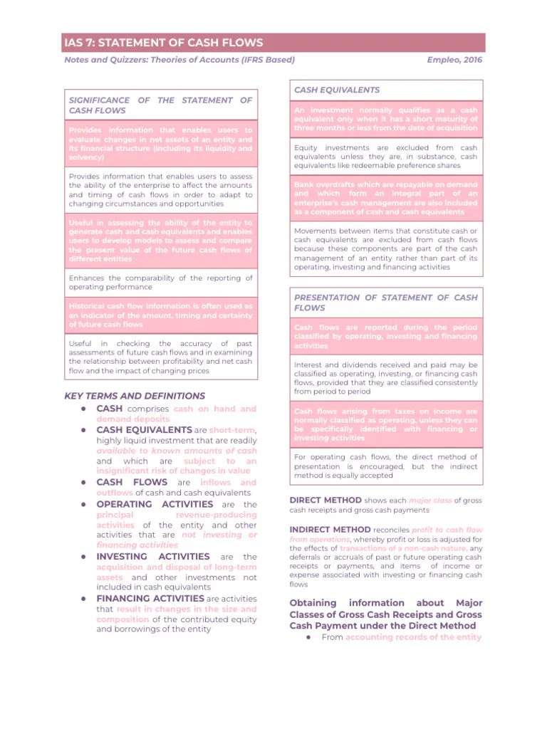Ias 7 - Statement Of Cash Flows | PDF | Investing | Cash And Cash ...