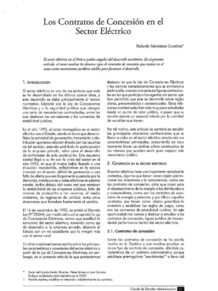 Los Contratos De Concesión En El Sector Eléctrico - Ramirez Soto | PDF