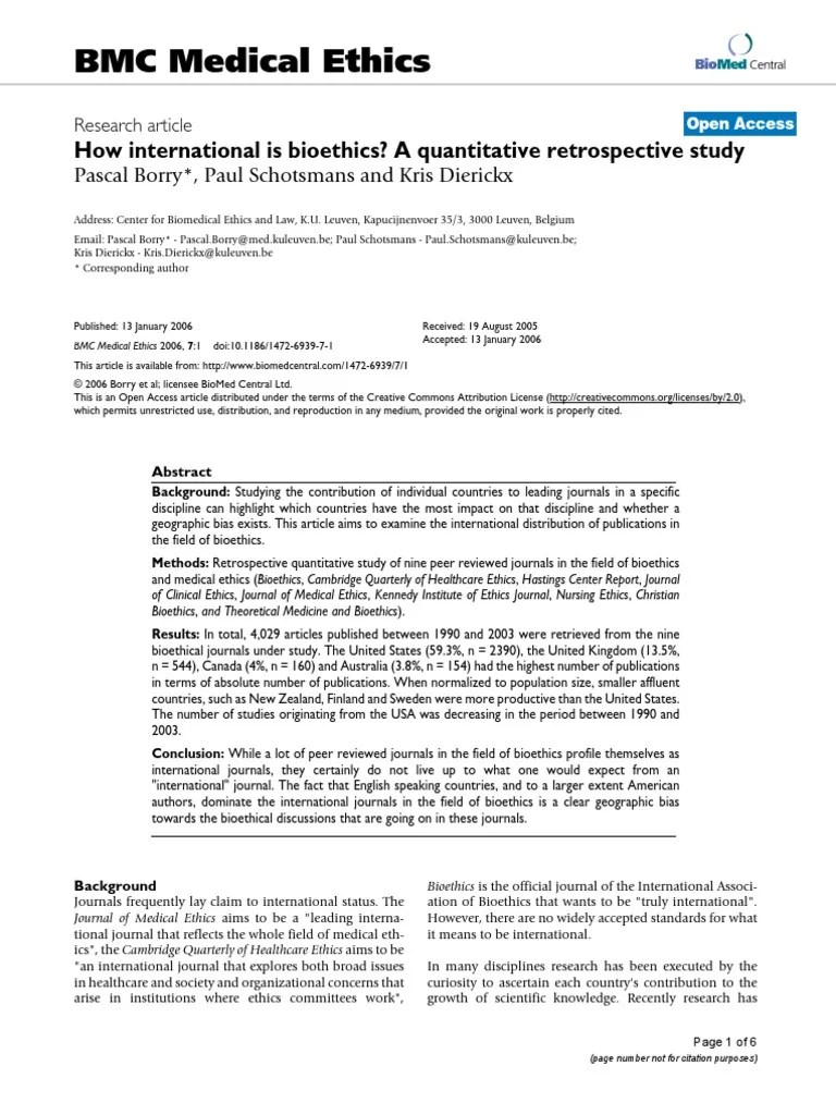 Bioethics | PDF | Bioethics | Academic Journal