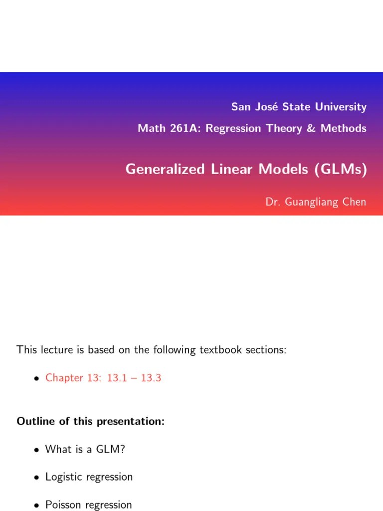 Ch13slides Generalized Linear Models | PDF | Logistic Regression ...