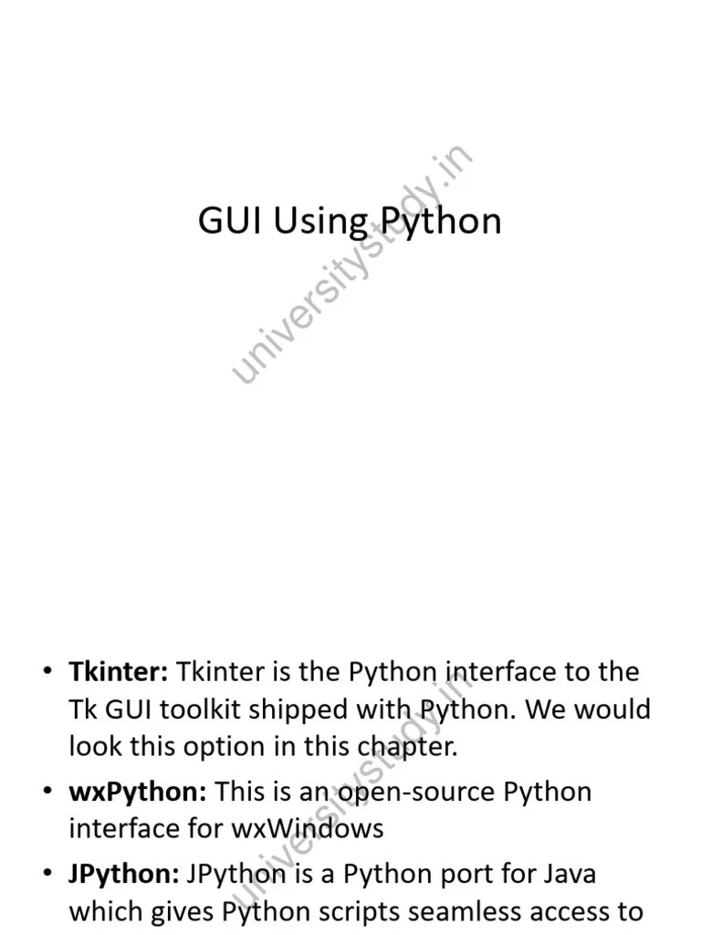 Building GUI Using Python | PDF | Graphical User Interfaces | Python ...