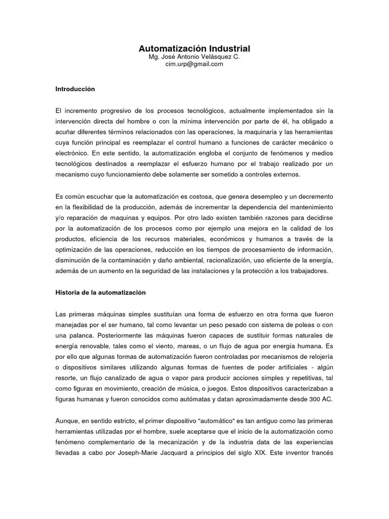 Automatizacion Industrial | PDF | Automatización | Controlador Lógico Programable