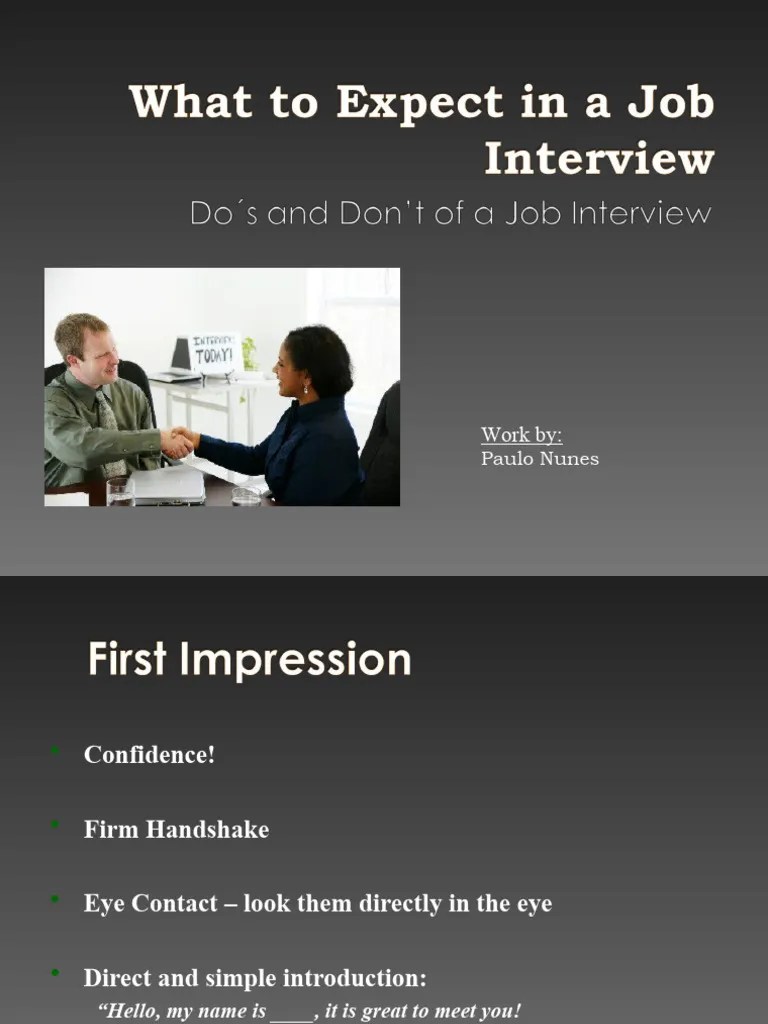 What To Expect In A Job Interview Pdf Body Language Communication