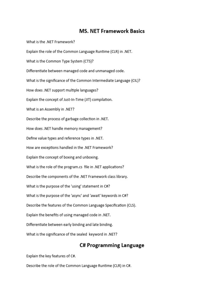 Dotnet Interview Questions From Bits Pillani | PDF | C Sharp ...