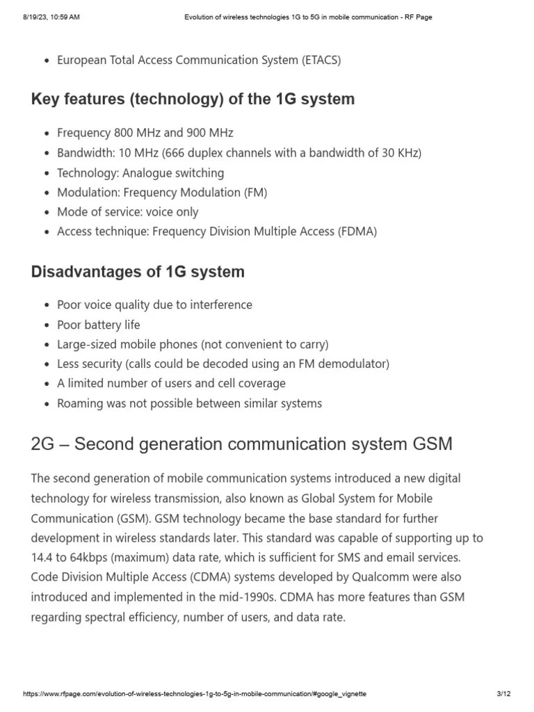 2G, 3G, 4G, 5G Notes | PDF | 4 G | 3 G