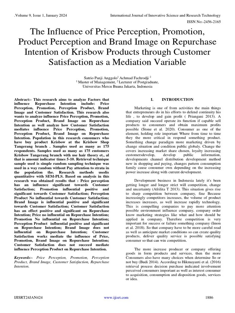 The Influence Of Price Perception, Promotion, Product Perception And Brand Image On Repurchase ...
