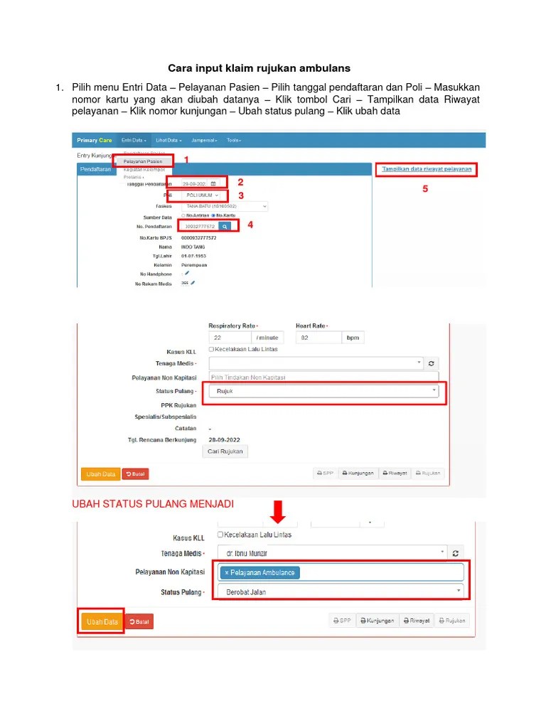 Cara Input Klaim Ambulance Di Aplikasi Pcare | PDF
