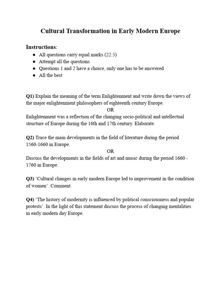 Cultural Transformation In Early Modern Europe | PDF