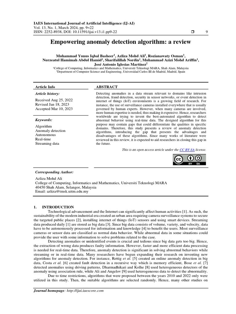 Empowering Anomaly Detection Algorithm: A Review | PDF | Cluster Analysis | Algorithms